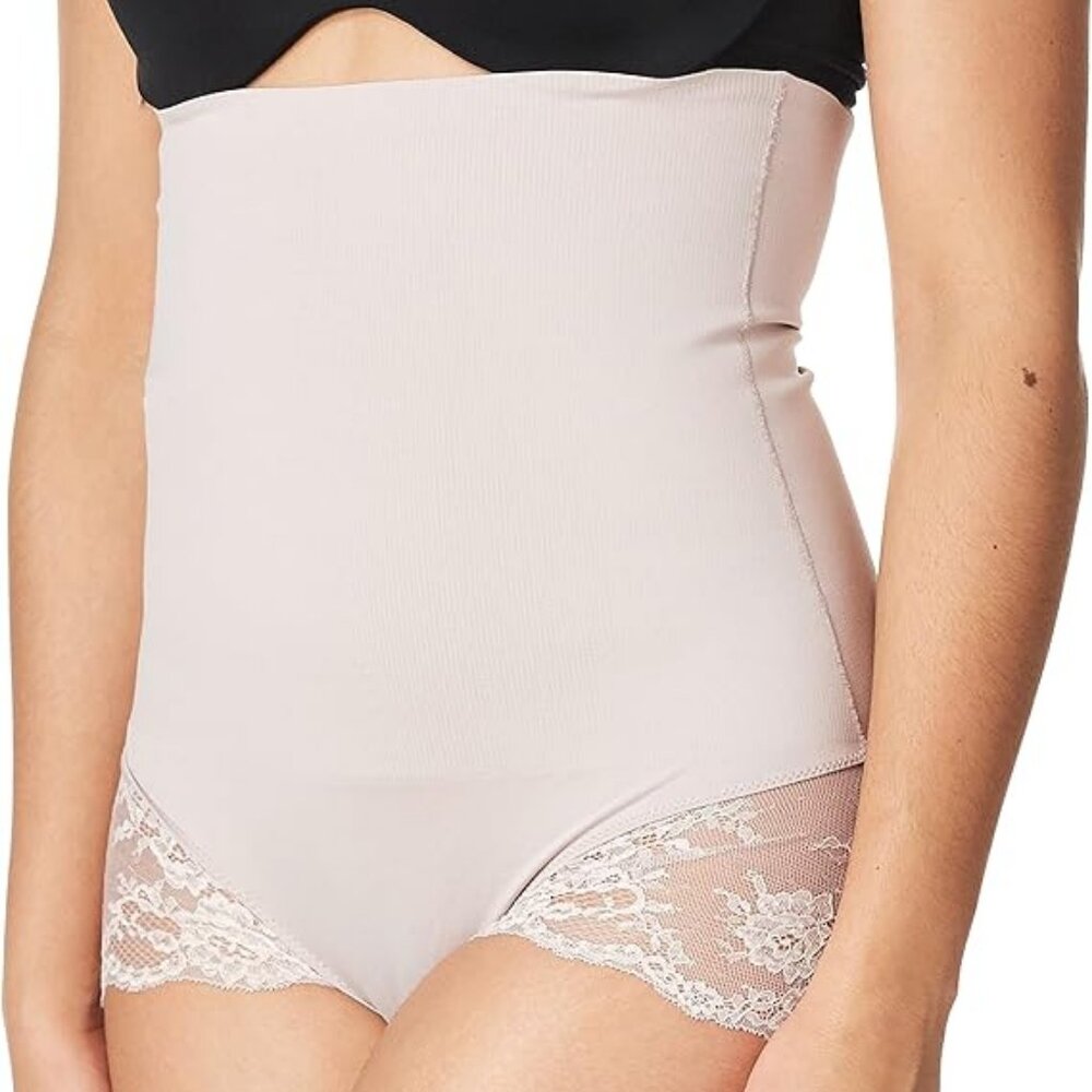 NWT Maidenform Women's Tame Your Tummy High Waist Lace Brief, Gloss, XL